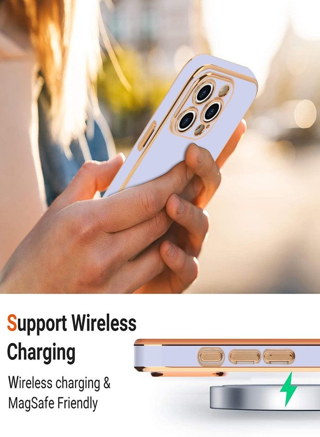 Teageo جراب Teageo لهاتف iPhone 15 Pro Max مع واقي شاشة [عبوة من قطعتين]، تصميم أنيق وجذاب، لون ذهبي فاخر، غطاء ناعم لحماية الكاميرا، مصنوع من السيليكون المقاوم للصدمات، لون بنفسجي فاتح. - Image 5