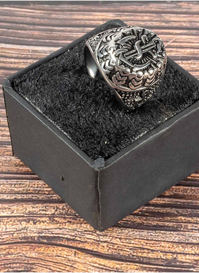 The Black Pearl Accessories Ship Anchor Silver Stainless Steel Ring For Him Size 11  - Image 1