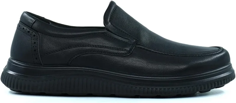 سيدرو Black Leather Slip-On Shoes for Men