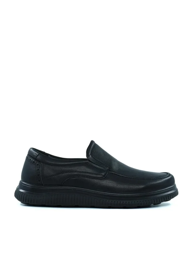 سيدرو Black Leather Slip-On Shoes for Men