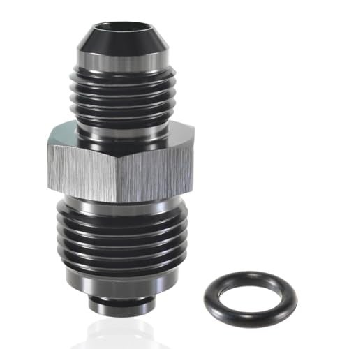 STPCTOU 6AN Steering Bump Tube Adapter to M18 X 15 ORingAN6 Male Flare Power Steering AdapterBlack Anodized - Image 1