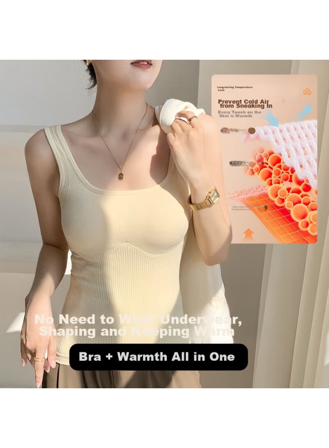 Yuzhaolin Thermal Vest For Women, Fleece-lined, Thickened, With Chest Pads, Winter Cold-proof Camisole, Body-shaping Undershirt, Inner Wear, Skin Color - Image 3