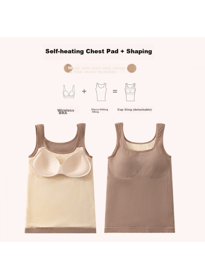 Yuzhaolin Thermal Vest For Women, Fleece-lined, Thickened, With Chest Pads, Winter Cold-proof Camisole, Body-shaping Undershirt, Inner Wear, Skin Color - Image 4