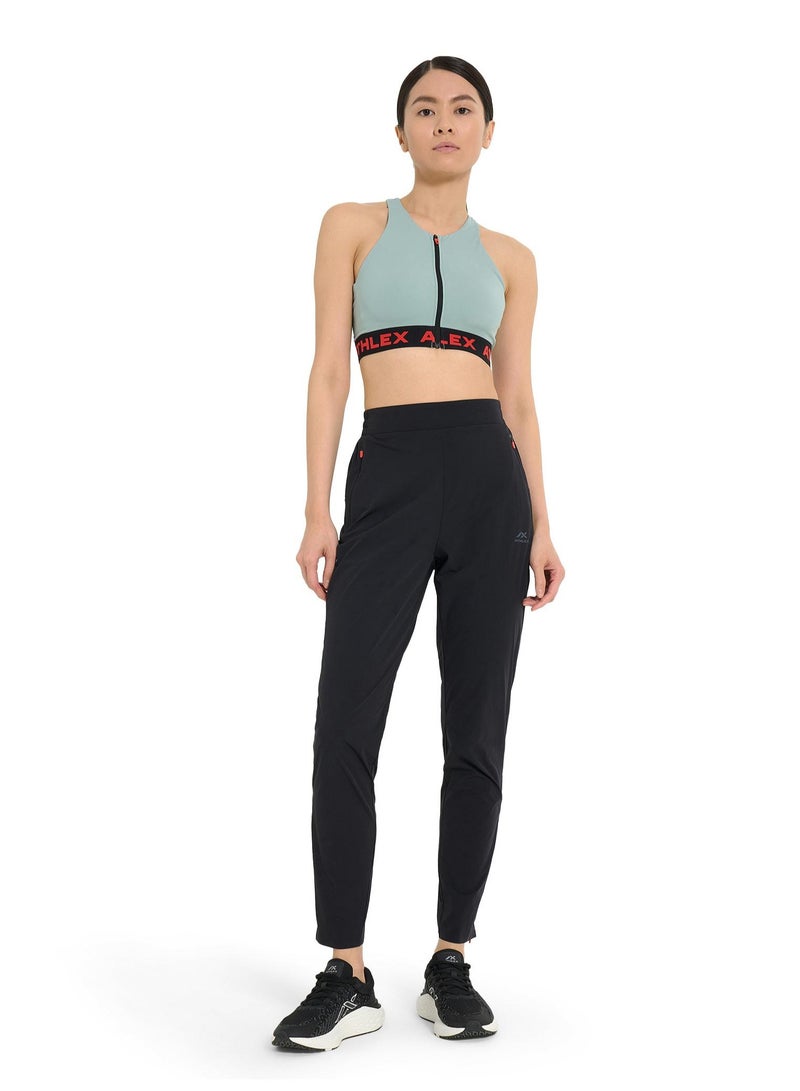 Athlex Sleek Black/Red Design for Stylish Runs – The Athlex running pants in black and red combine bold design with high-performance features. Ideal for women runners, these pants offer a perfect blend of style, comfort, and functionality during every run. - Image 4