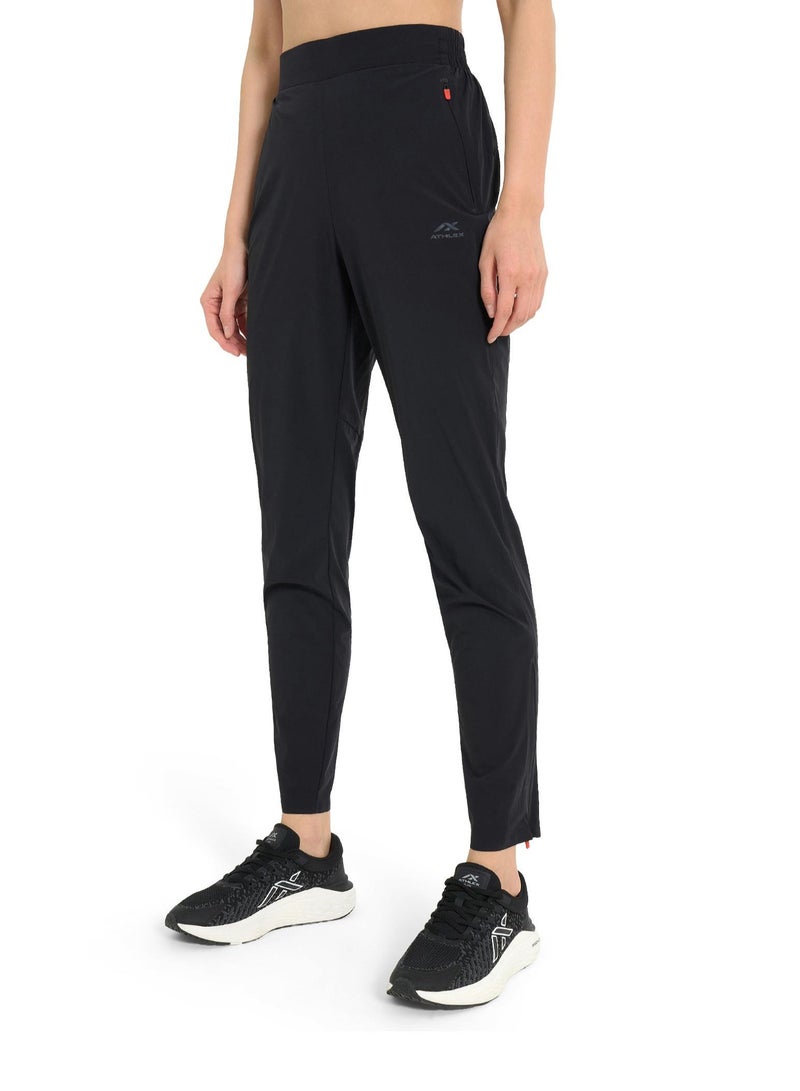Athlex Sleek Black/Red Design for Stylish Runs – The Athlex running pants in black and red combine bold design with high-performance features. Ideal for women runners, these pants offer a perfect blend of style, comfort, and functionality during every run. - Image 2
