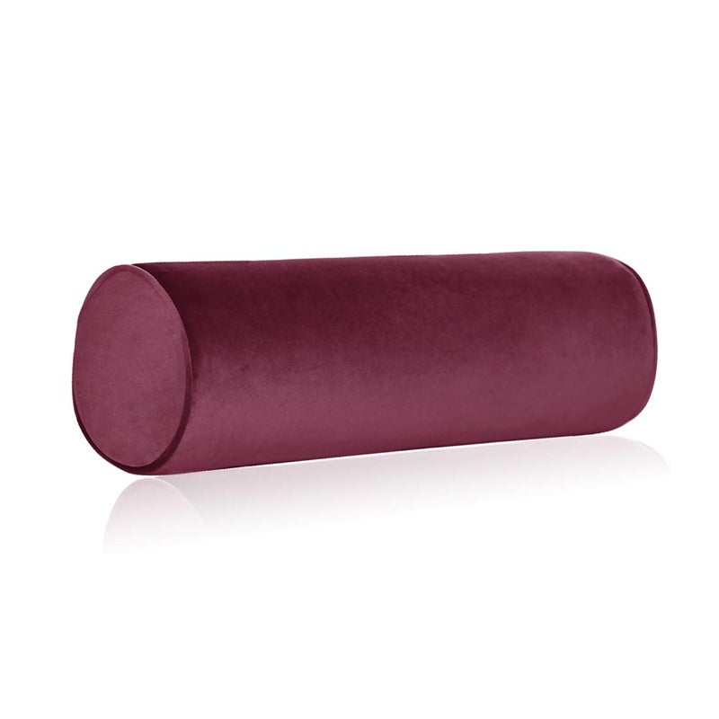 Tinbolunce Memory Foam Roll Pillow For Knee/Leg/Neck - Full Moon Bolster/Round Cylinder Pillow For Sleeping On Side Or Back - Removable Cooling Cover Length 18"" X 6"" Diameter (Burgundy Wine) - Image 1