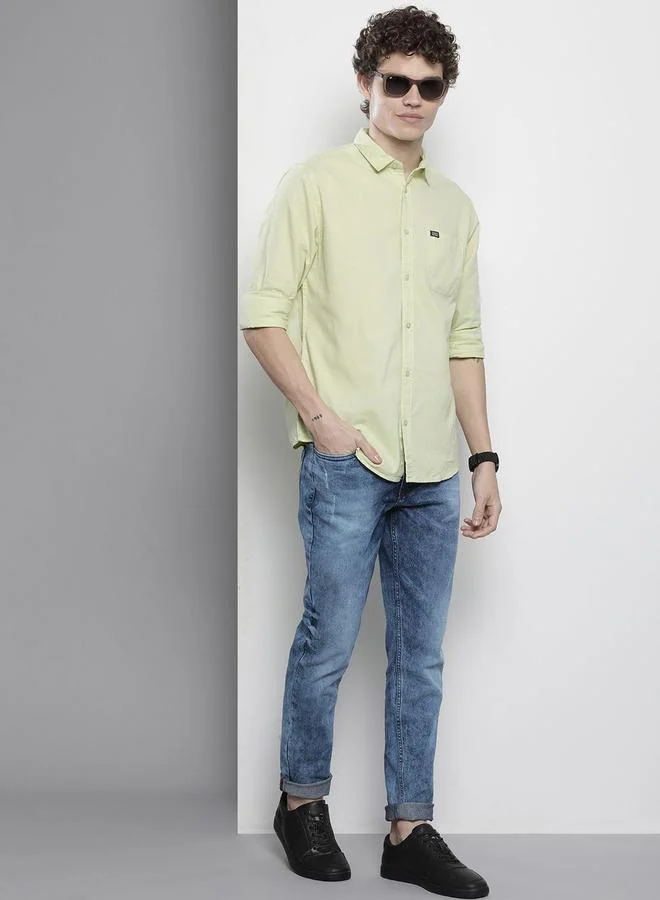 The Indian Garage Co Blue The Indian Garage Co Men Mid Rise Washed Slim Fit Jeans for Men | Best Price UAE