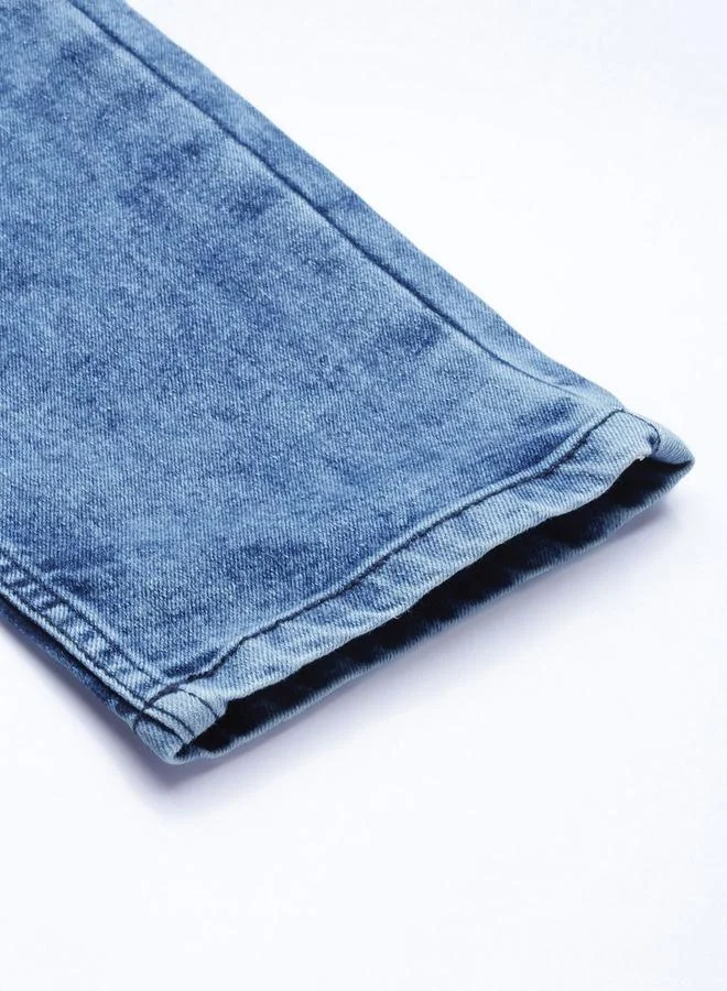The Indian Garage Co Blue The Indian Garage Co Men Mid Rise Washed Slim Fit Jeans for Men | Best Price UAE