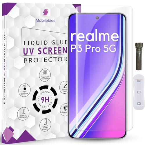 Mobilebies® Advanced HD+ UV Tempered Glass Screen Protector For Realme P3 Pro (6.83 Inch, Pack of 1) Full Adhesive UV Curved Screen Guard, Case Friendly with installation kit & Guide - Image 1