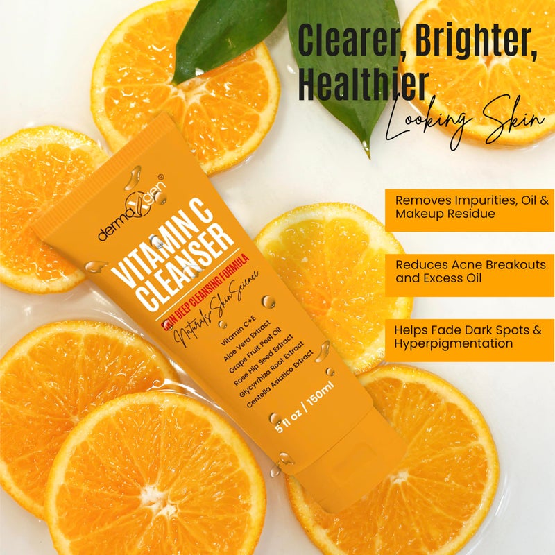 DERMAXGEN Vitamin C Facial Cleanser With Rose Hip Seed Oil and Aloe Vera Natural Pure and Organic Ingredients, 5.0 oz. / 150 ml - Image 5