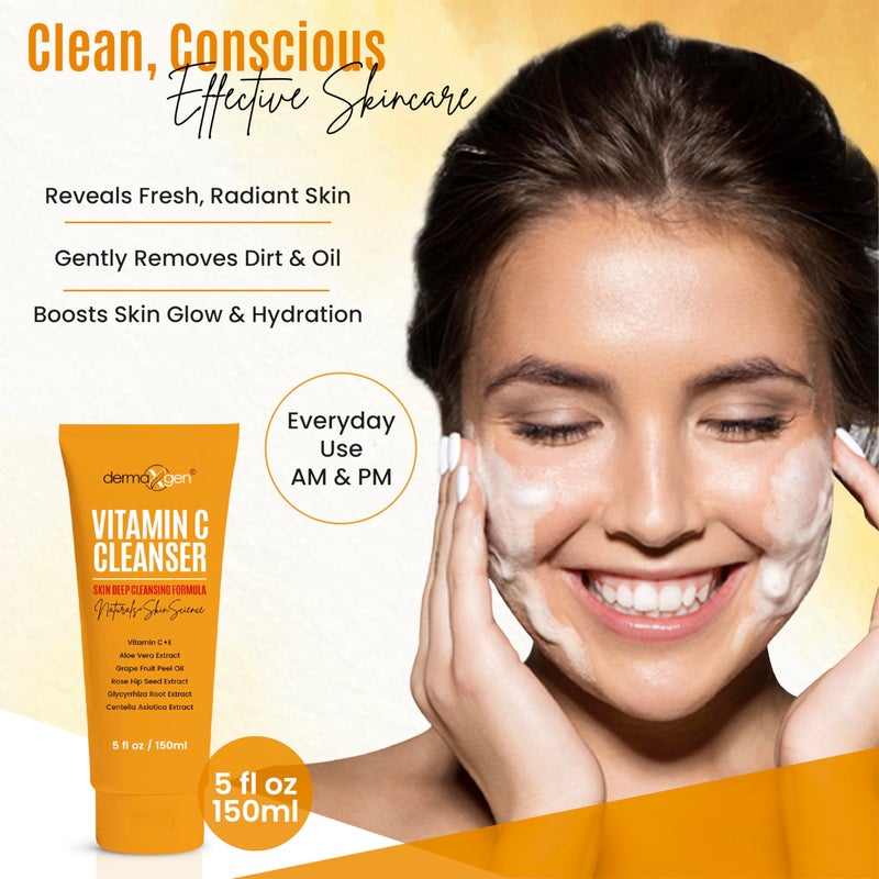 DERMAXGEN Vitamin C Facial Cleanser With Rose Hip Seed Oil and Aloe Vera Natural Pure and Organic Ingredients, 5.0 oz. / 150 ml - Image 3