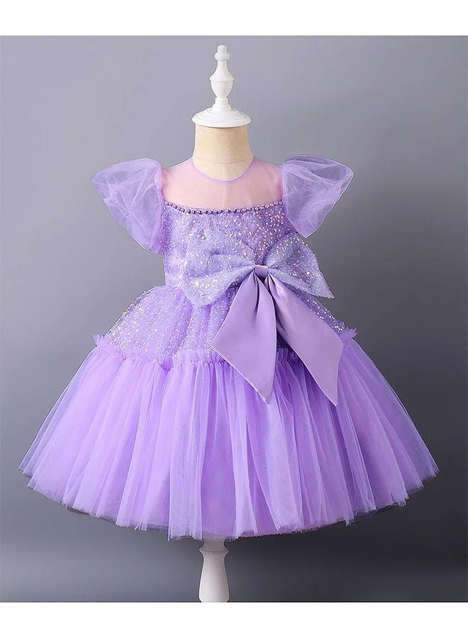 Mark & Mia Mark & Mia Sequins Embellished Bow Detail Short Sleeves Party Dress - Purple