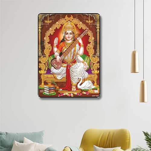SAF paintings Saraswati Maa UV Textured Home Decorative Gift Item Framed Painting 14 inch x 11 inch SANFR05 - Image 3