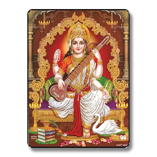 SAF paintings Saraswati Maa UV Textured Home Decorative Gift Item Framed Painting 14 inch x 11 inch SANFR05 - Image 1