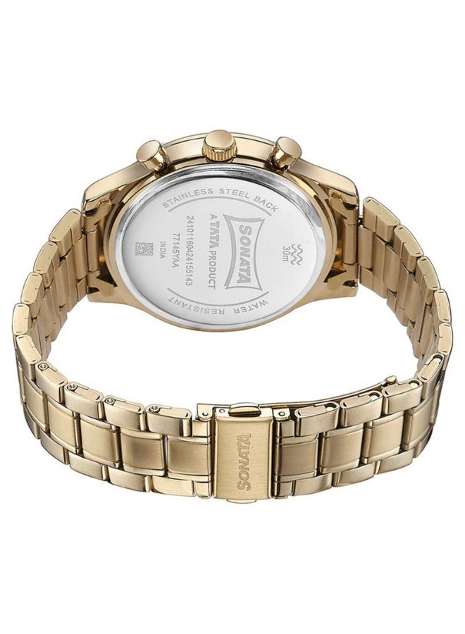 Sonata 77145YM01 Men’s Watch – Multifunction Green Dial, Gold Stainless Steel Bracelet, Quartz Movement - Image 5