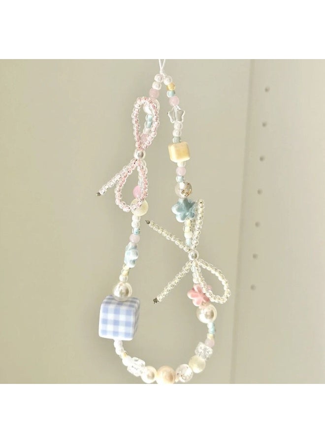 NIBEMINENT Phone Charm/ Chain Strap for Women Girls, Young Girl Flower Cell Phone Case Lanyard Wrist Strap