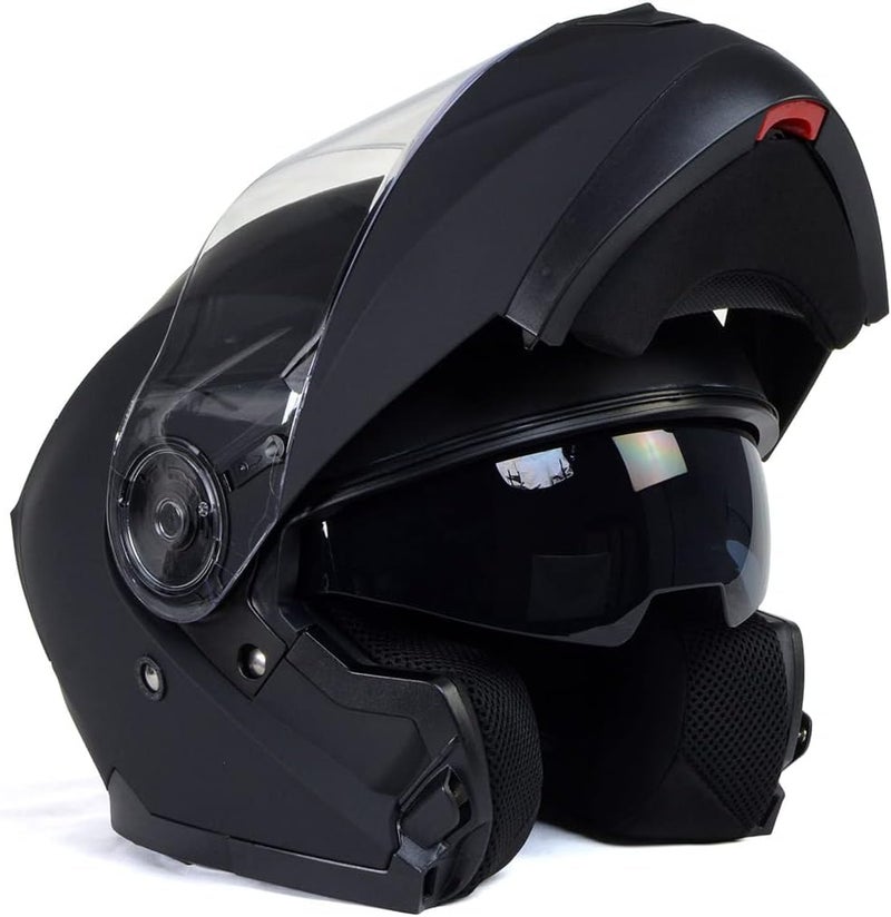 Milwaukee Helmets Breeze Flat Black Advanced Motorcycle Modular Helmet with Drop Down Visor - DOT Approved - Image 1