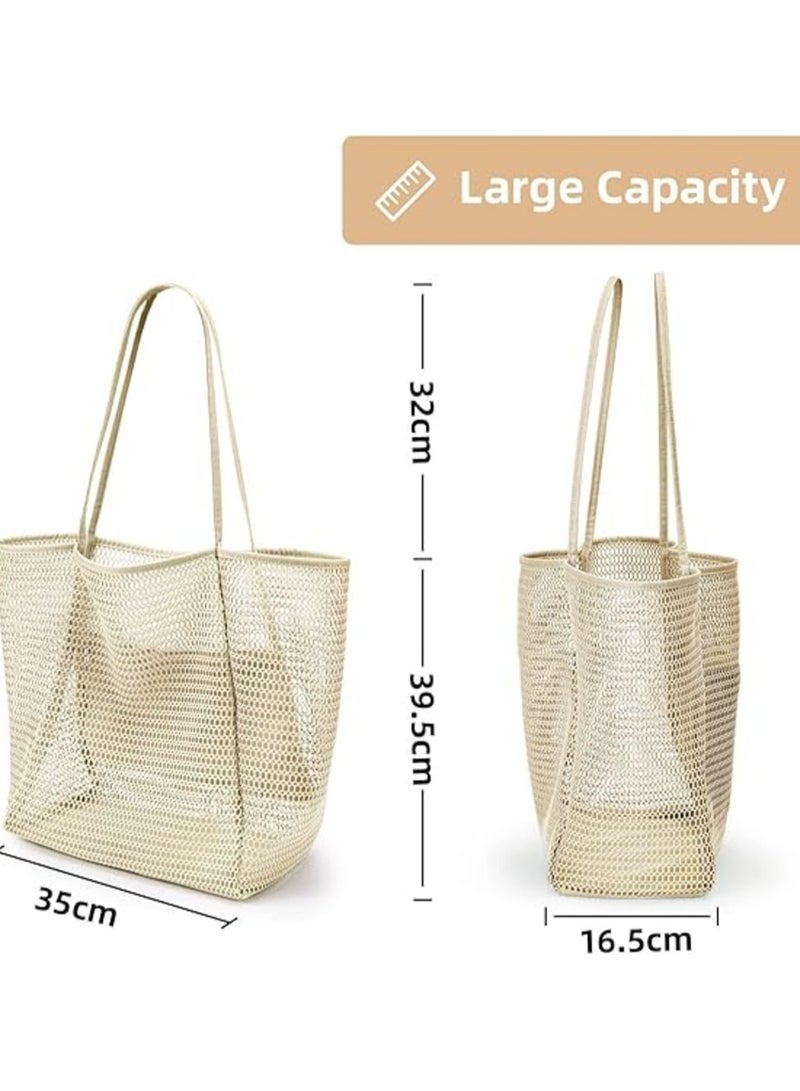Generic Beach Tote Bag for Women – Large 23L Foldable Nylon Mesh Shoulder Bag with Zipper, Multi-Pocket, Sandproof & Waterproof – Ideal for Travel, Picnic & Vacation - Image 5
