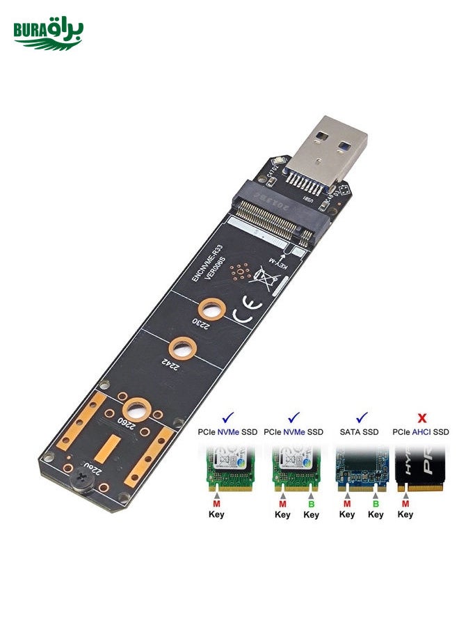 BURAQ USB3.1 10Gbps GEN2 To NVME SATA Dual Protocol M.2 SSD Riser Card  - Image 1