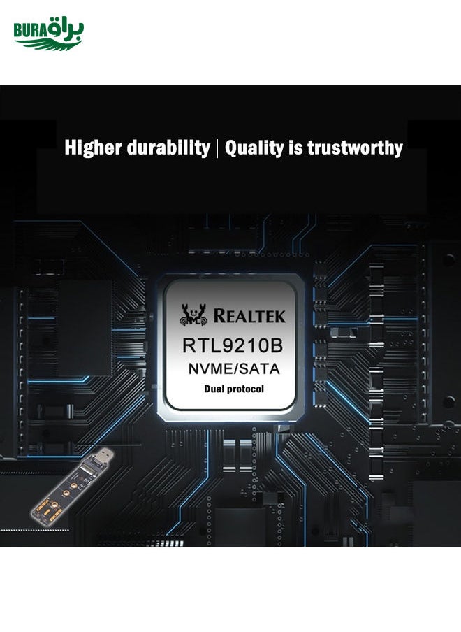 BURAQ - USB3.1 10Gbps GEN2 To NVME SATA Dual Protocol M.2 SSD Riser Card - Image 1
