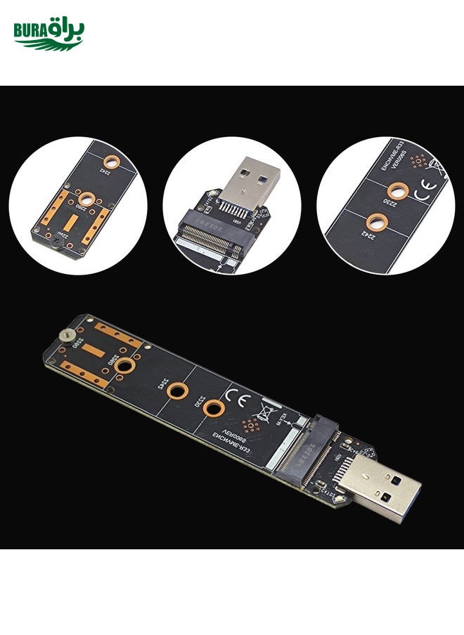 BURAQ - USB3.1 10Gbps GEN2 To NVME SATA Dual Protocol M.2 SSD Riser Card - Image 1