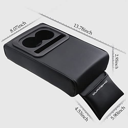 DURASIKO Car Center Console Pad with Front Storage Pocket for Phone,PU Leather Armrest Cushion with Cup Holder,Elbow Rest Pillow,Universal Car Armrest Seat Box Cover Protector for Most Vehicles - Image 4