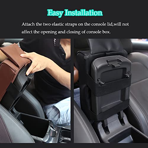 DURASIKO Car Center Console Pad with Front Storage Pocket for Phone,PU Leather Armrest Cushion with Cup Holder,Elbow Rest Pillow,Universal Car Armrest Seat Box Cover Protector for Most Vehicles - Image 5
