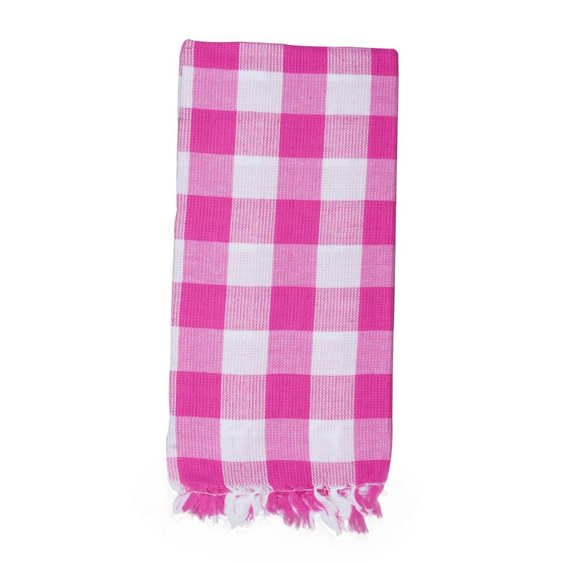ETHAZH ETHAZH Lotus Multicolor Checked Cotton Bath Towels 75 X 150 cm C1 Pack of 3  - Image 2