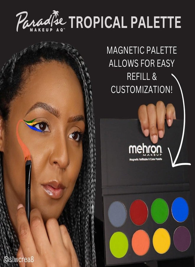 Mehron Makeup Paradise Makeup FX 8 Color Tropical Palette | Magnetic Refillable Body Paint & Face Paint Palette | Professional & Water Activated | Costumes, SFX, Halloween, & Cosplay - Image 4