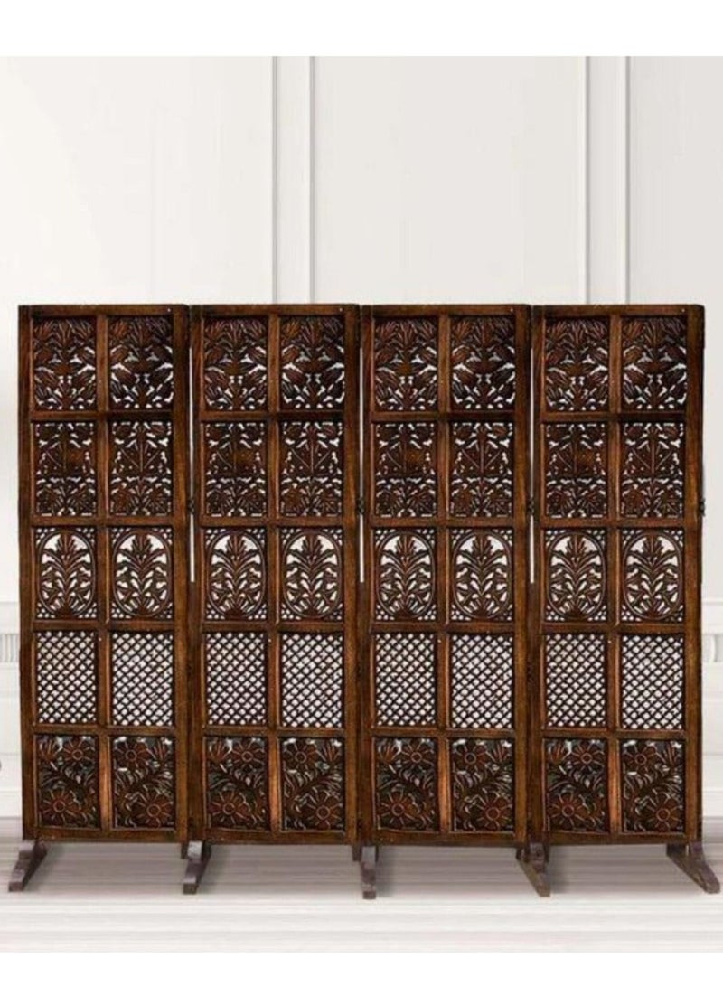 Wooden Twist Wooden Twist 4 Panel Royal Solid Wood Room Divider Wood Separator Wooden Partition  - Image 1