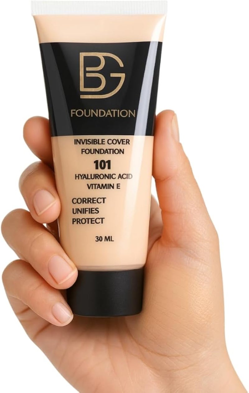 أسترا كريم أساس BG ١٠١، ٣٠ مل | كريم أساس سائل بتغطية كاملة | لمسة نهائية مطفية تدوم طويلًا | مناسب لجميع ألوان البشرة