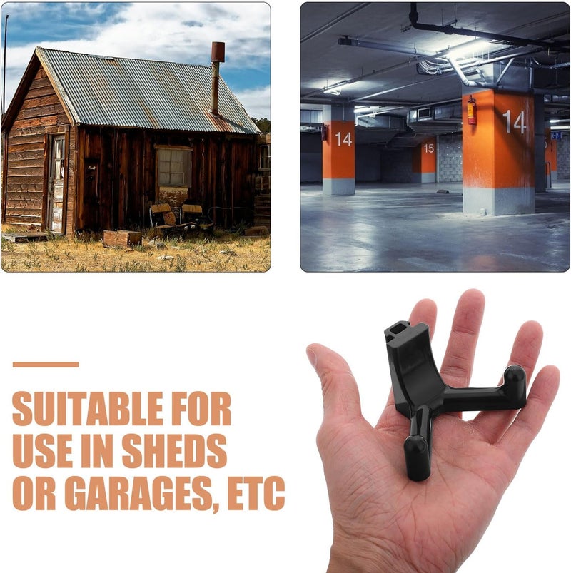 Shed Utility Double Head Hooks Abs Storage Hooks for Garage and Garden Tools Side Panel Mountable for Shovel and Rake Organization Black - Image 3
