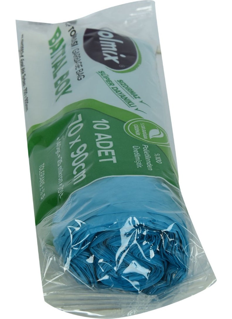 Garbage Bag Large Size 70X90CM 140GR 25MICRON 70LT Blue Roll 10 Lugs
