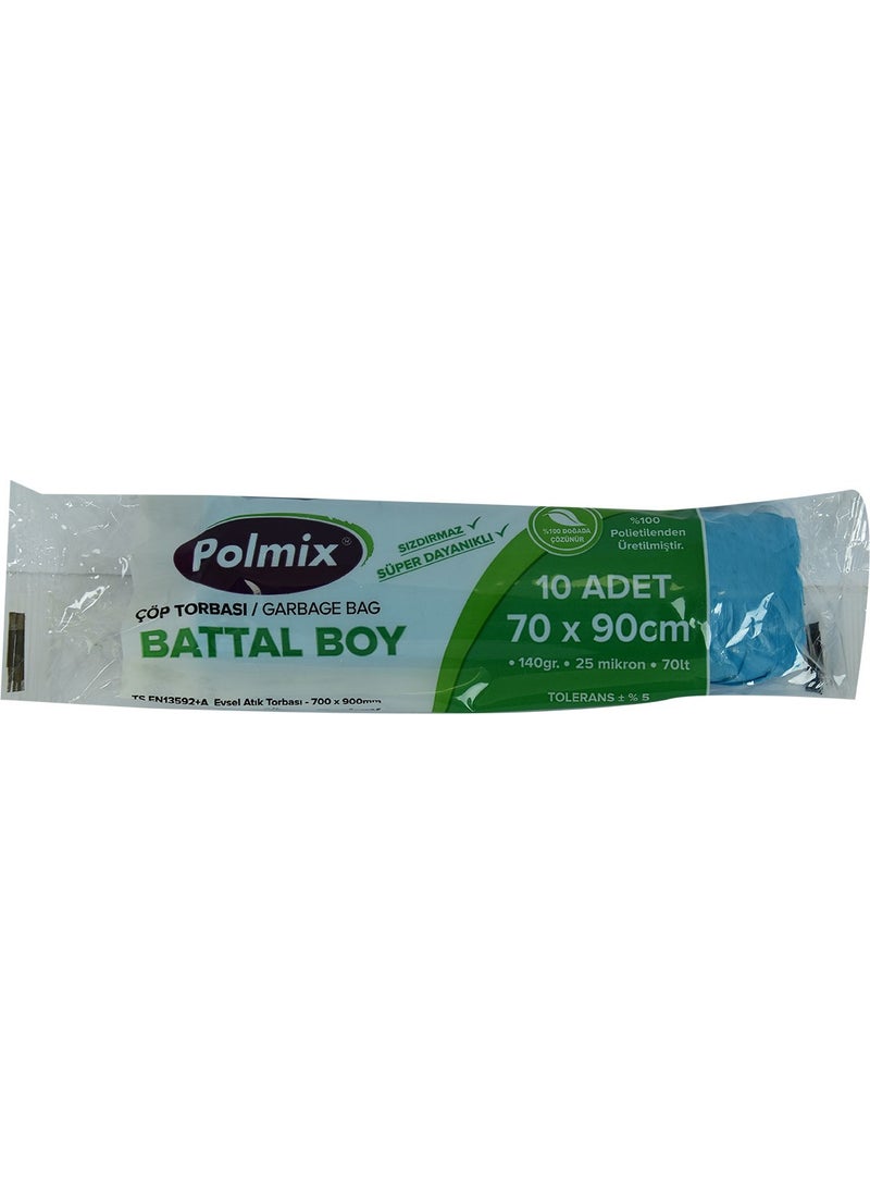 Garbage Bag Large Size 70X90CM 140GR 25MICRON 70LT Blue Roll 10 Lugs