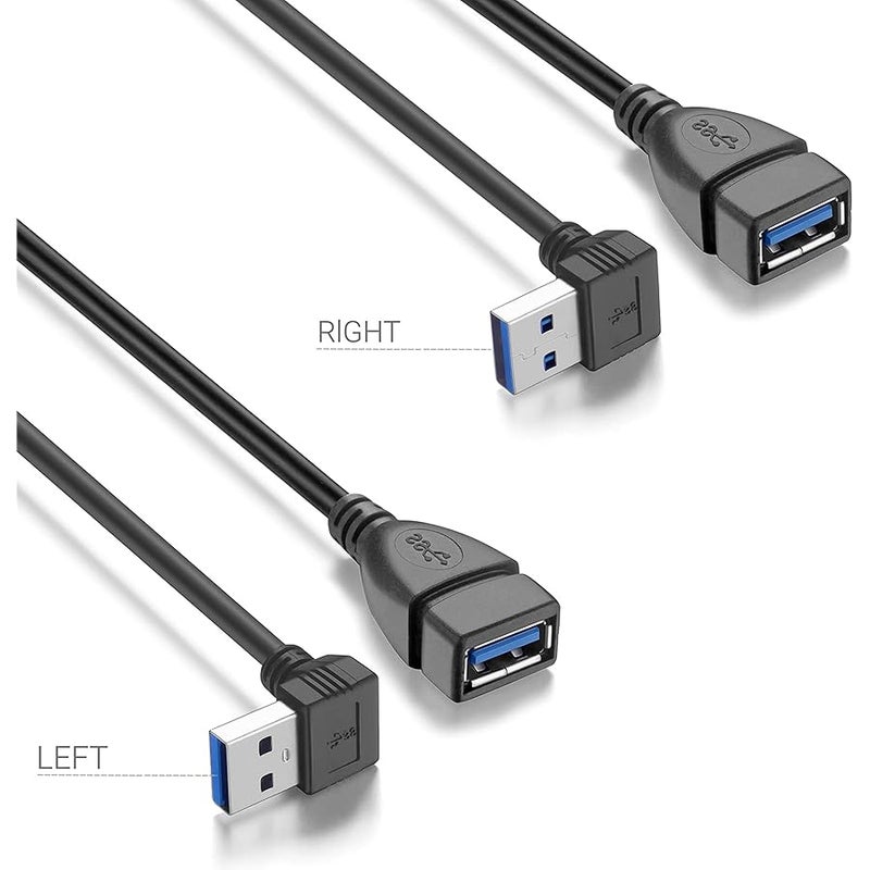 WILLIZTER Short USB 3.0 Extension Cable Right Angle,SuperSpeed USB 3.0 Male to Female Extension Data Cable Up and Down Angle 6 Inch Convertor Adapter Extender Pack of 2 - Image 5