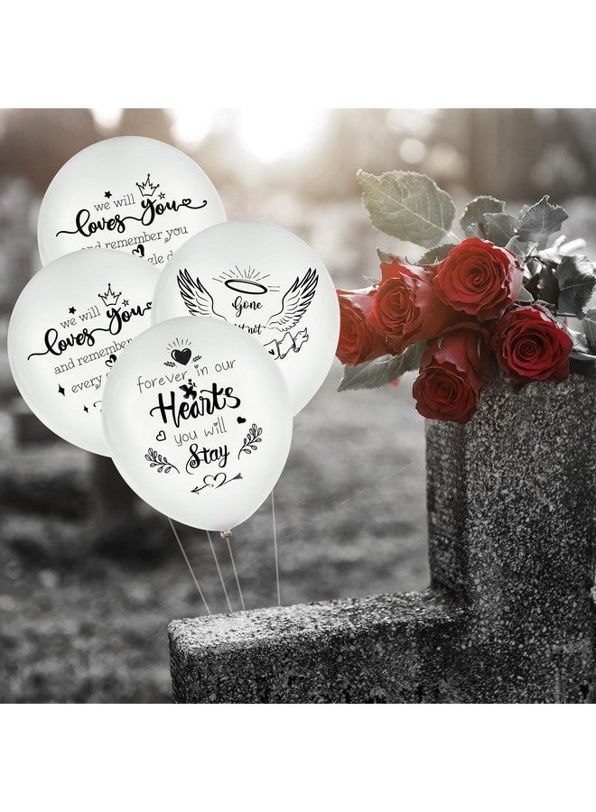 Chenkaiyang 60 Pcs Memorial Balloons White Funeral Balloons White Latex Balloons 12 in with 3 Roll White Balloon Ribbon for Funeral Decoration(Angel) - Image 4