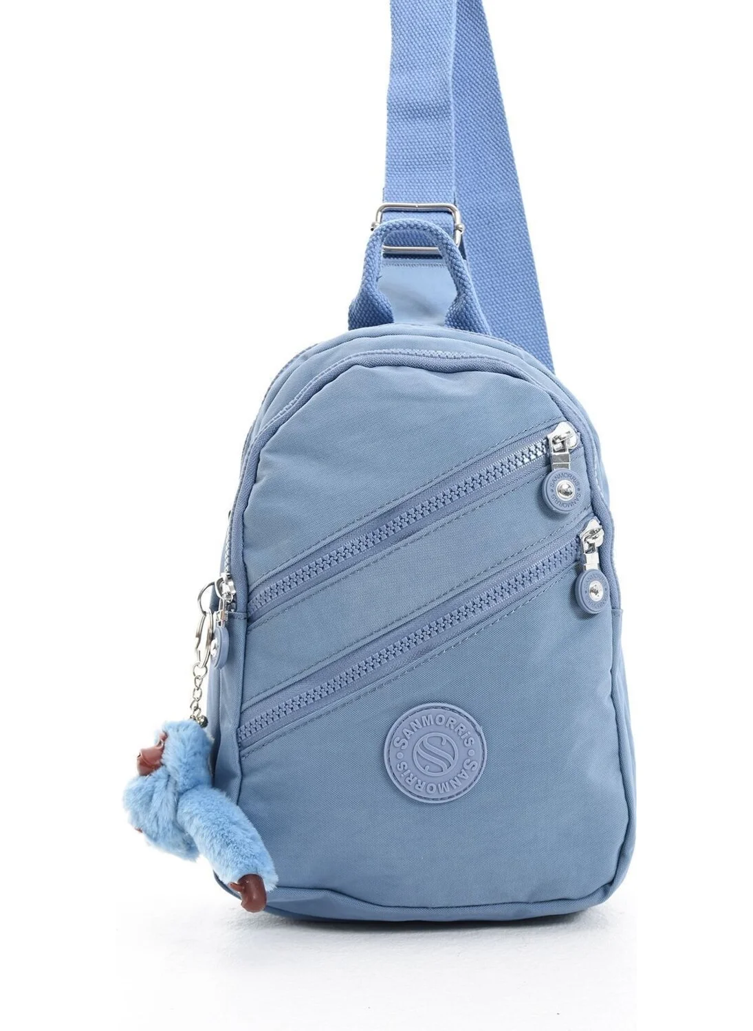 Sanmorris Unisex Crinkle Fabric Water Resistant Multi Compartment Blue Color Shoulder Bag Body Bag