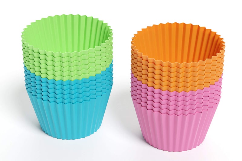 Bakerpan Silicone Mini Cupcake Holders, Mini Cupcake Liners, Pastry & Dessert Cups, 24 Pack (Multi) - Image 2