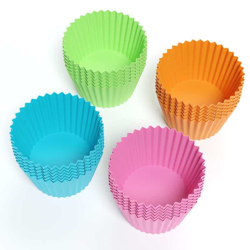 Bakerpan Silicone Mini Cupcake Holders, Mini Cupcake Liners, Pastry & Dessert Cups, 24 Pack (Multi) - Image 3
