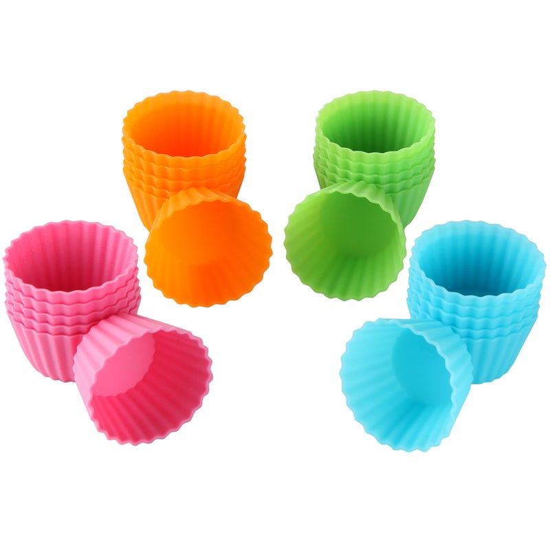 Bakerpan Silicone Mini Cupcake Holders, Mini Cupcake Liners, Pastry & Dessert Cups, 24 Pack (Multi) - Image 1