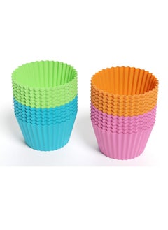 Bakerpan Silicone Mini Cupcake Holders, Mini Cupcake Liners, Pastry & Dessert Cups, 24 Pack (Multi)