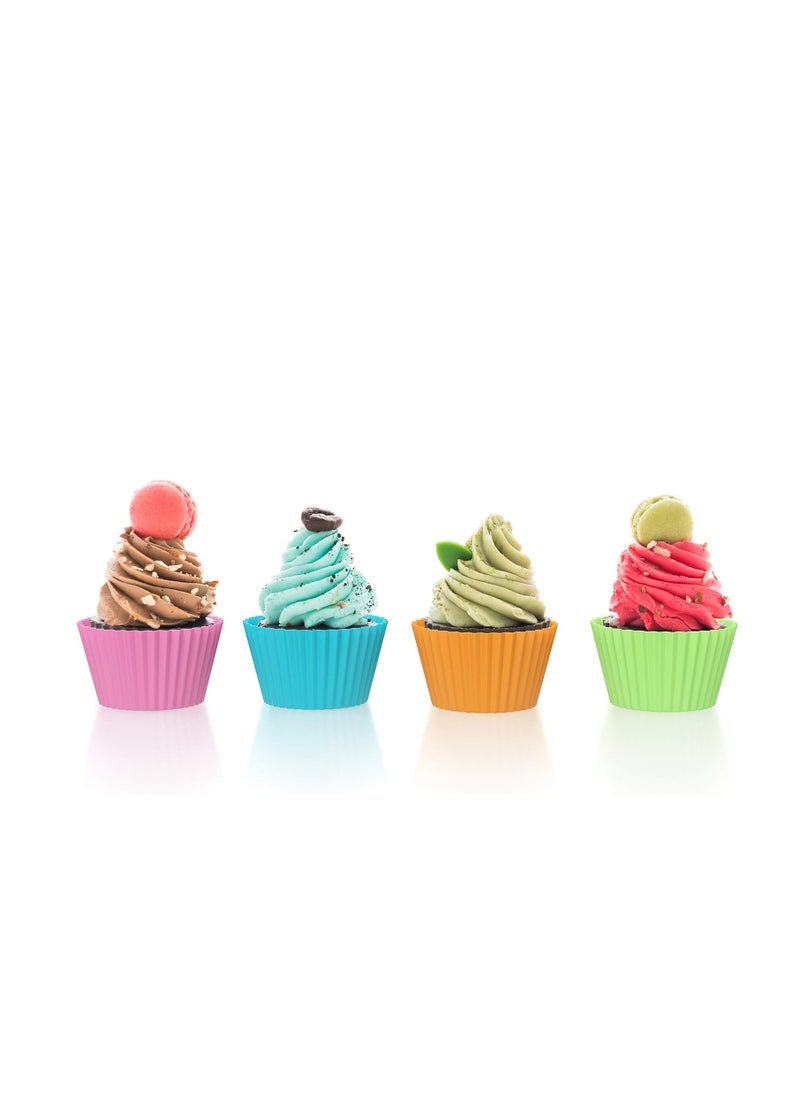 Bakerpan - Bakerpan Silicone Mini Cupcake Holders, Mini Cupcake Liners, Pastry & Dessert Cups, 24 Pack (Multi) - Image 1