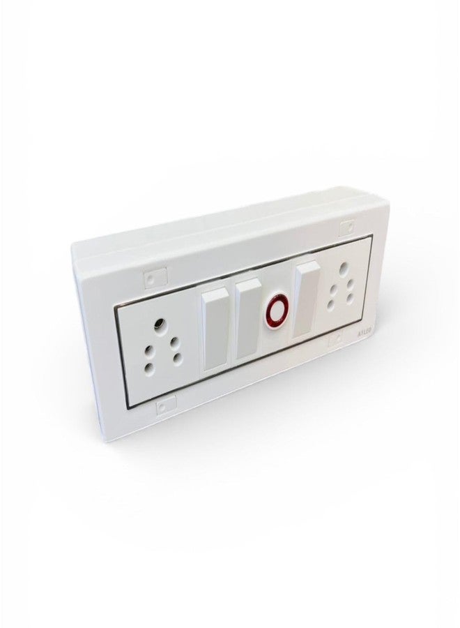 A1 LED 8 Modular Switch Board with 2 Universal Socket, 3 Switch & Indicator, Wall Mounted Multi Plug Electrical Panel, Silver Line White Switch Board for Home Office - Image 1