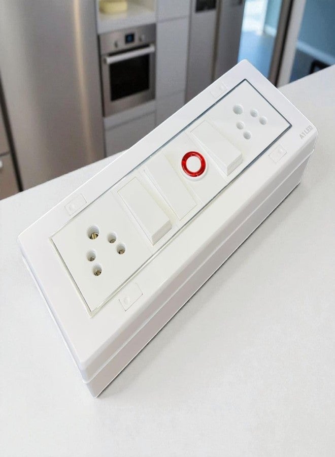 A1 LED 8 Modular Switch Board with 2 Universal Socket, 3 Switch & Indicator, Wall Mounted Multi Plug Electrical Panel, Silver Line White Switch Board for Home Office - Image 4