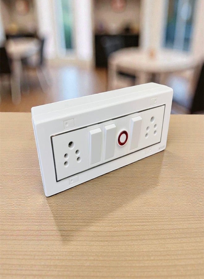 A1 LED 8 Modular Switch Board with 2 Universal Socket, 3 Switch & Indicator, Wall Mounted Multi Plug Electrical Panel, Silver Line White Switch Board for Home Office - Image 5