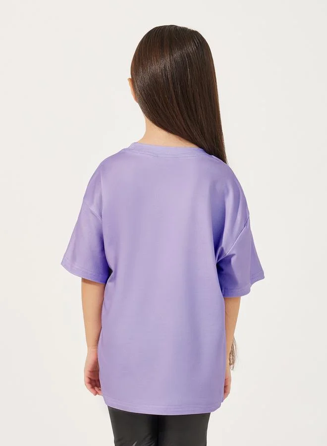 Styli Graphic Print Round Neck Oversized T-shirt