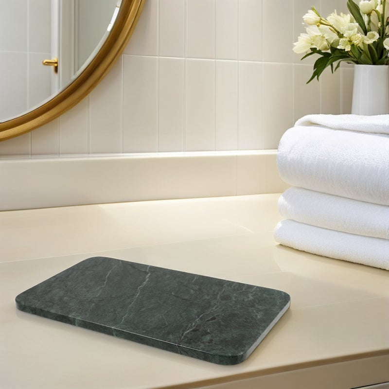 Rectangle Marble Tray: Bathroom Countertop Organizer Plate - Vanity Natural Stone Organizer For Skincare Perfume - Easy To Clean And Maintain - Image 2