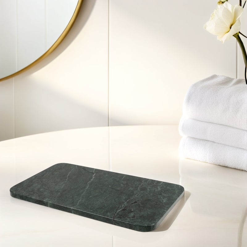 Rectangle Marble Tray: Bathroom Countertop Organizer Plate - Vanity Natural Stone Organizer For Skincare Perfume - Easy To Clean And Maintain - Image 3