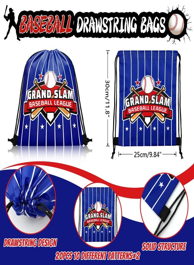 Grneric 110 Pcs Baseball Party Favors Drawstring Backpack with Keychains Silicone Bracelets Stickers for Sports Birthday Supplies Goodie Bags Baseball Themed Gifts - Image 2