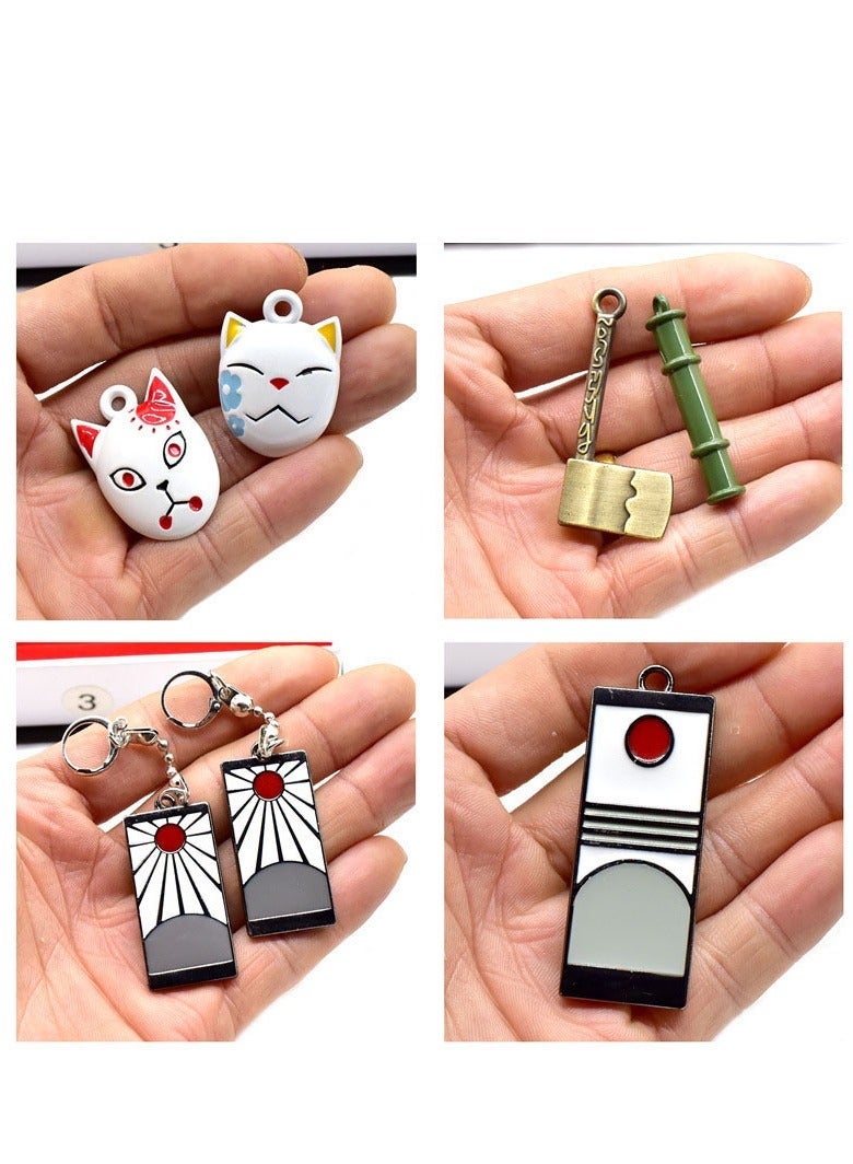 Demon Slayer Merchandise Set - Nezuko Mask, Earrings, Weapon Models, Metal Keychains, Necklaces 14-Piece Collection  - Image 4